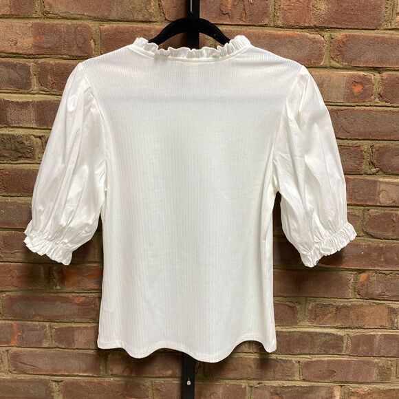 Hayden White Puff Sleeve Top Size Small NWOT - Picture 3 of 5